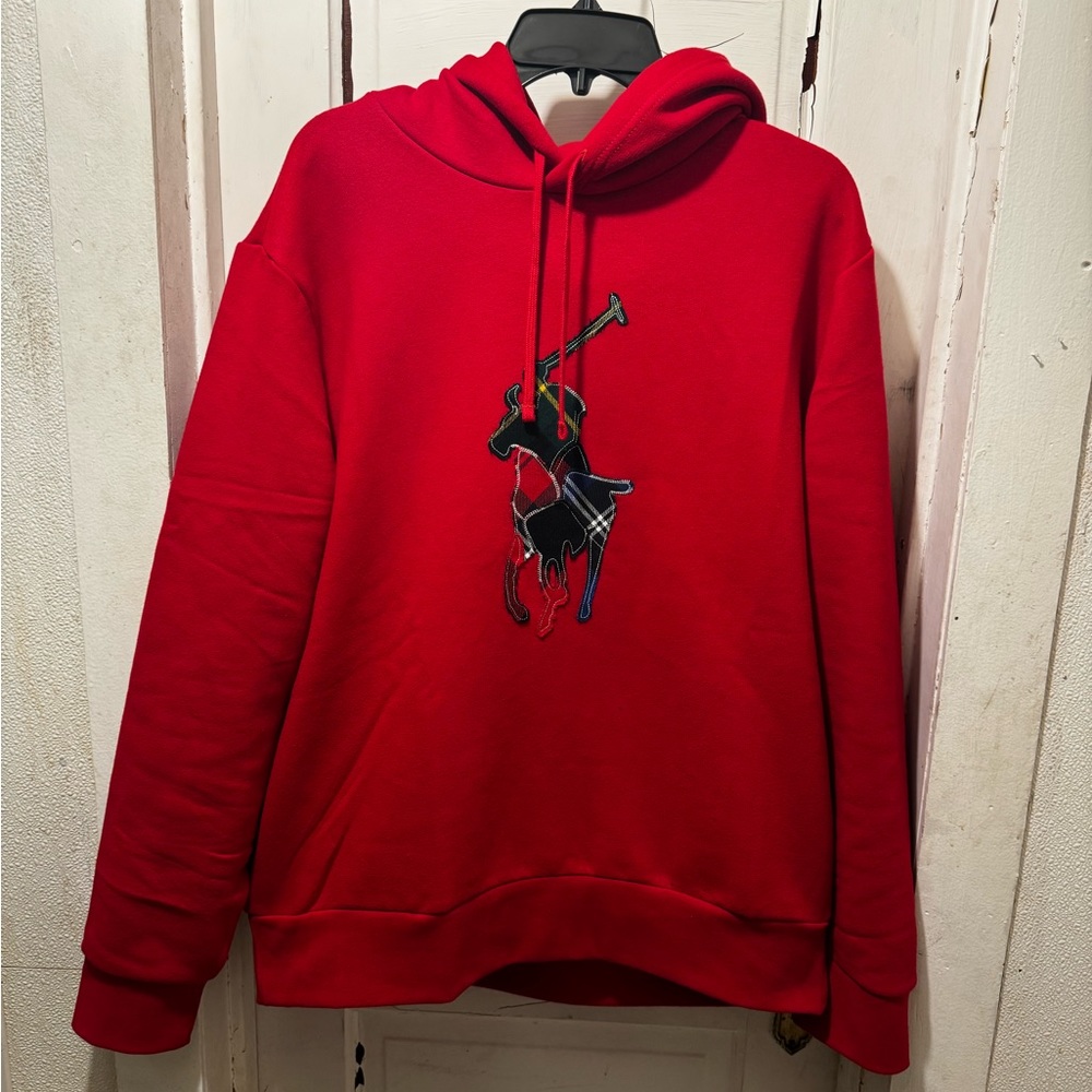 Red polo hoodie